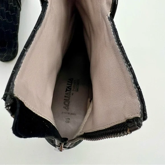 Aquatalia Women Suede Leather Chelsea Boots Black Wedge Heels Booties Size 8.5 - Picture 9 of 10